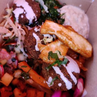 Falafel and salads box and halloumi